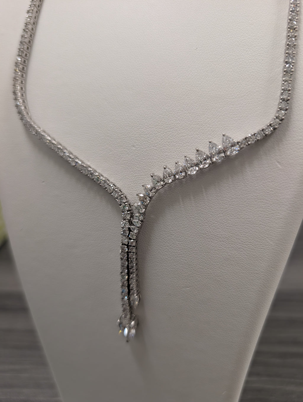 Pear Shape and Round Diamond Tennis Necklace image 2