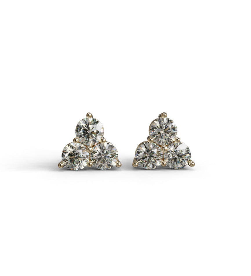 Three Stone Round Stud Earring image 4