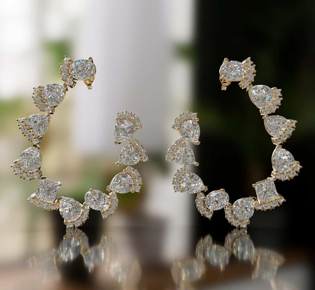 Pear and Round Loop Diamond Earring image 5