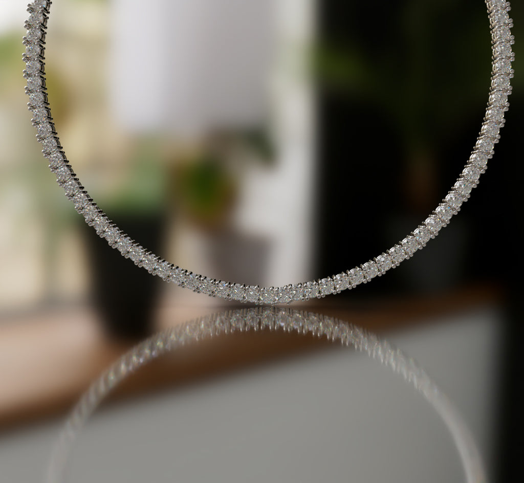 4 Prong Classic Diamond Tennis Necklace image 5
