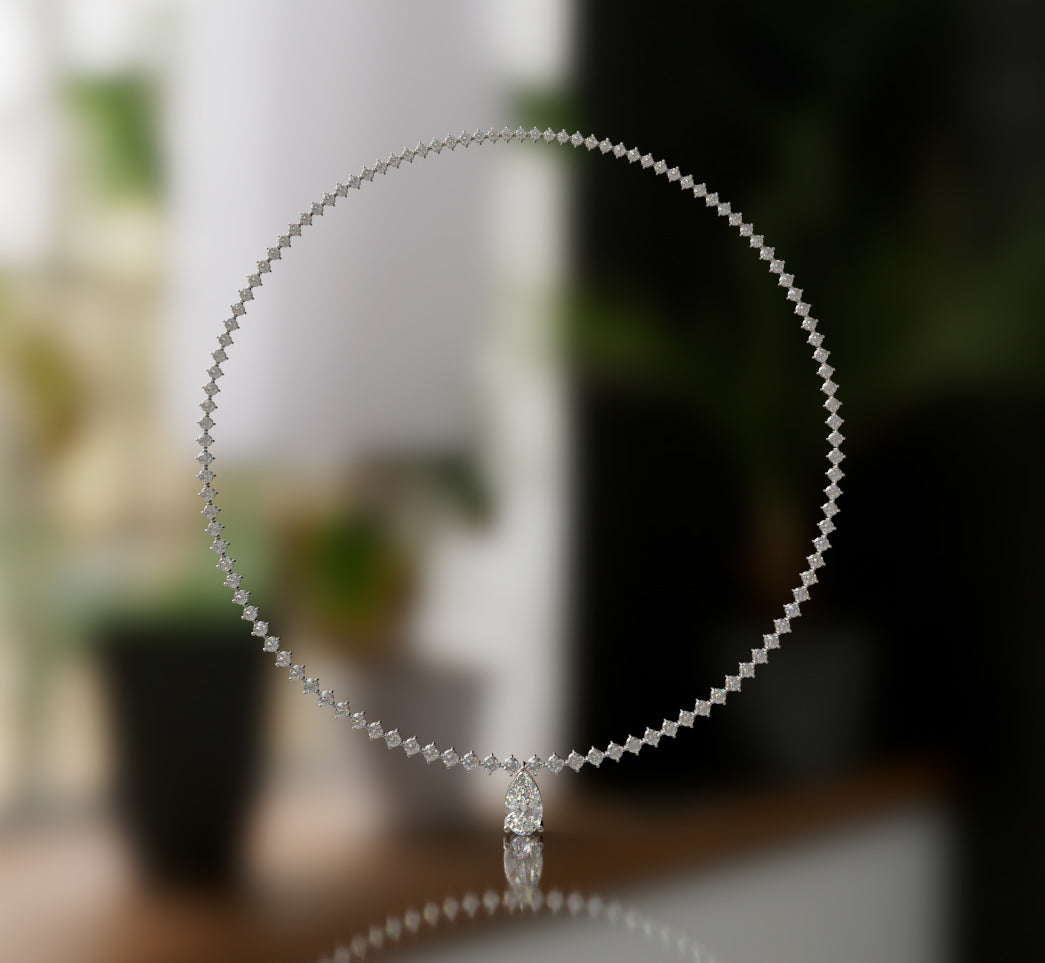 Tapered Link Pear Diamond  Necklace image 10