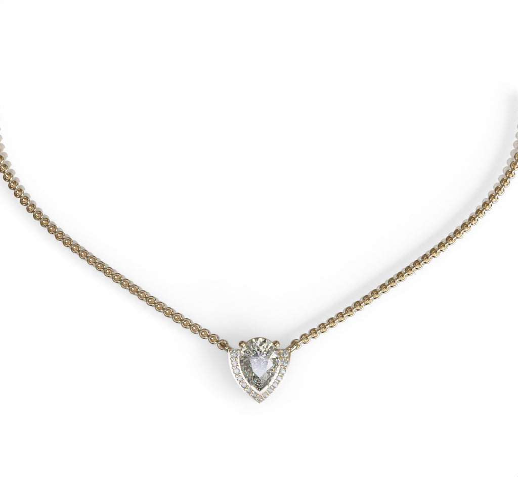 Pear Half Halo Diamond Dangle Pendant image 2