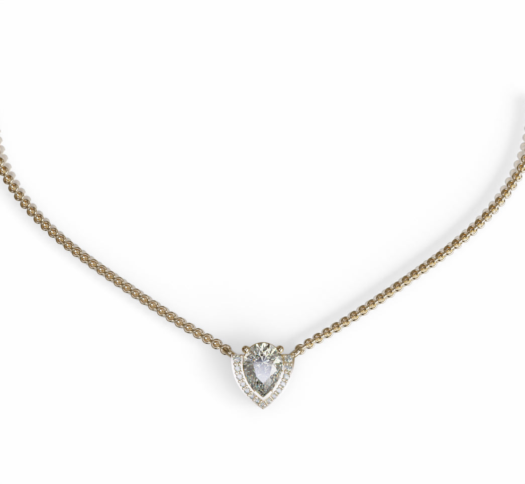 Pear Half Halo Diamond Dangle Pendant image 2