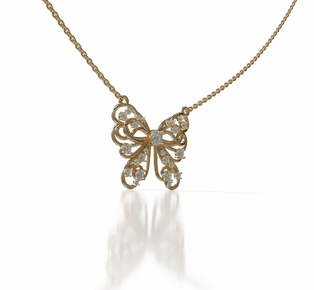 Butterfly Flower Fancy Diamond Pendant image 1