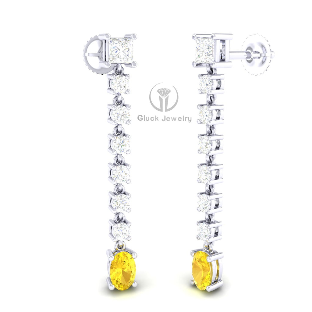 Drop Earring with Yellow Sapphire image 2