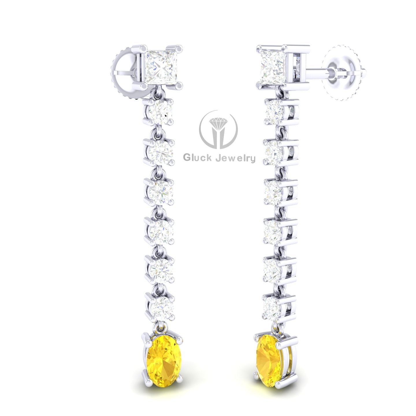 Drop Earring with Yellow Sapphire image 2