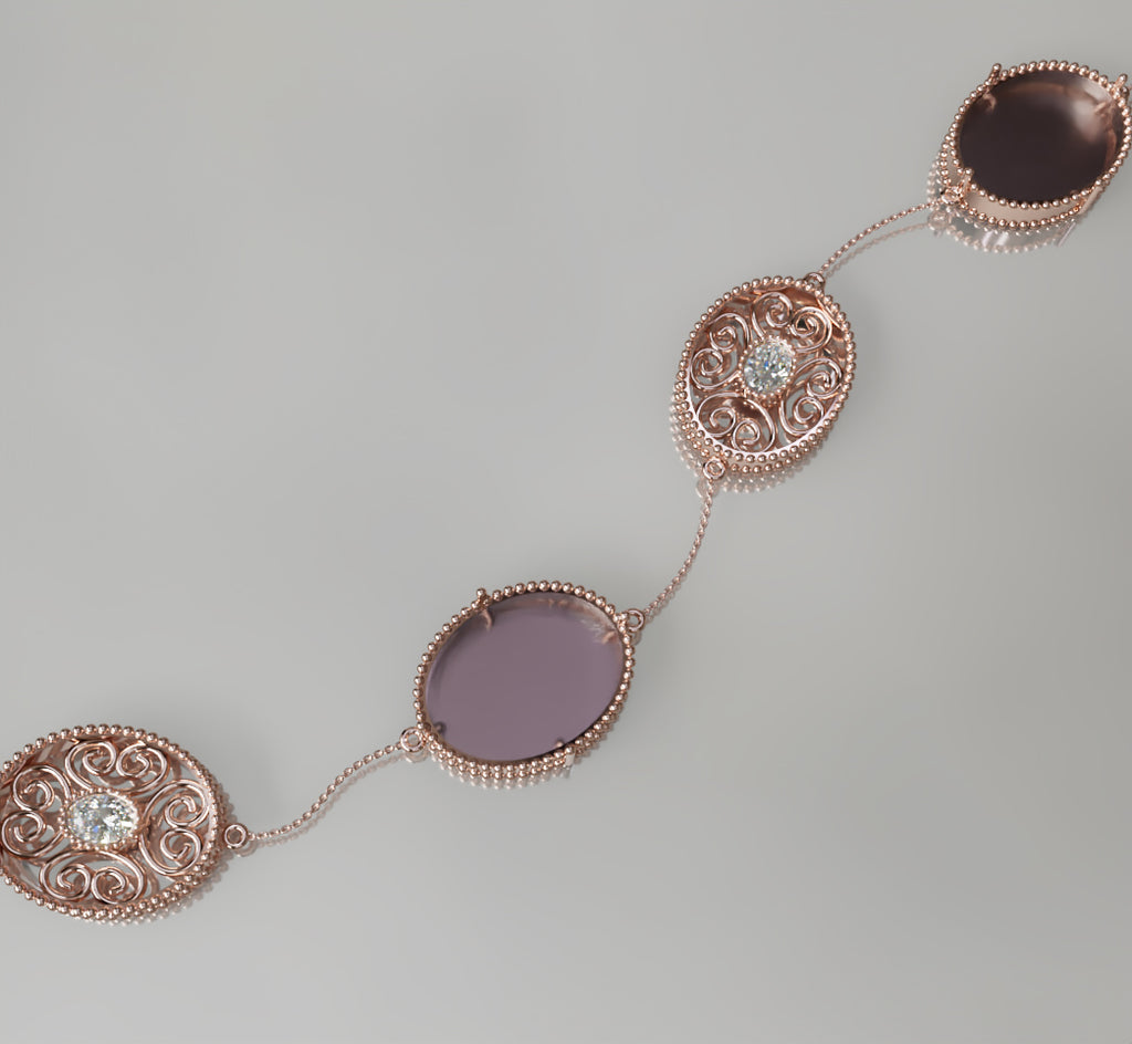 Mother of Pearl and Oval Diamond Chain Bracelet image 3