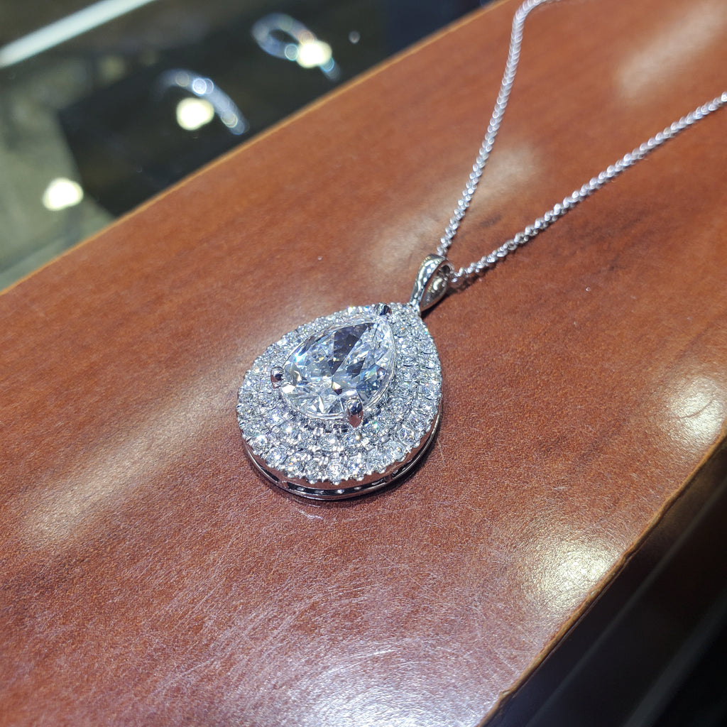 Double Halo Pear Shape Pendant image 5