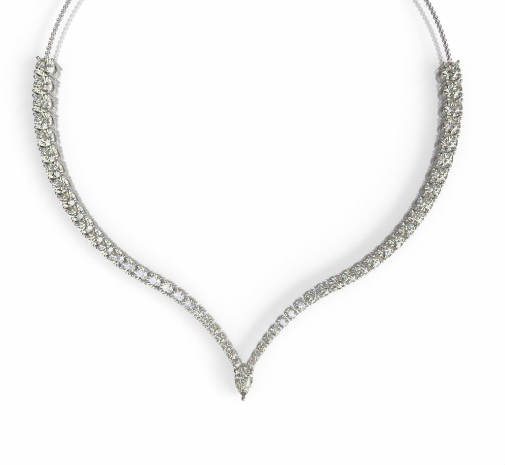 V Shape with Pear Diamond Necklace image 8