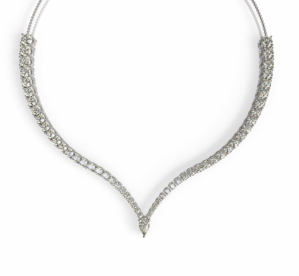 V Shape with Pear Diamond Necklace image 8