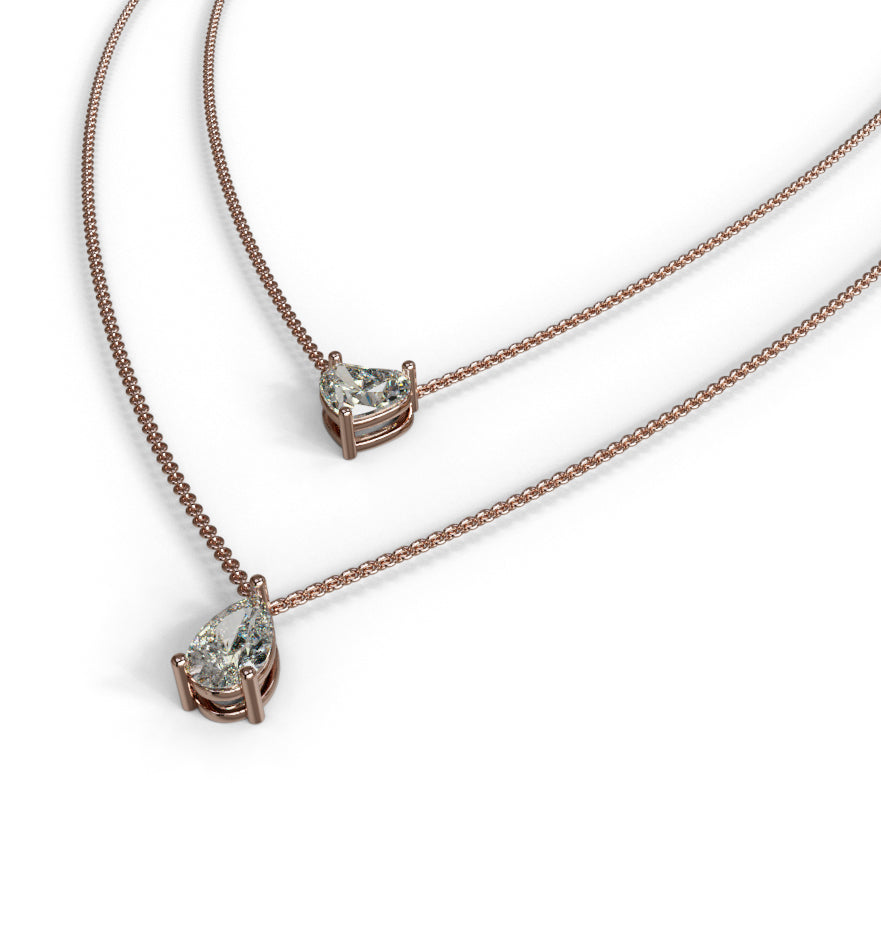 Double Row Heart & Pear Shape Diamond Necklace image 5