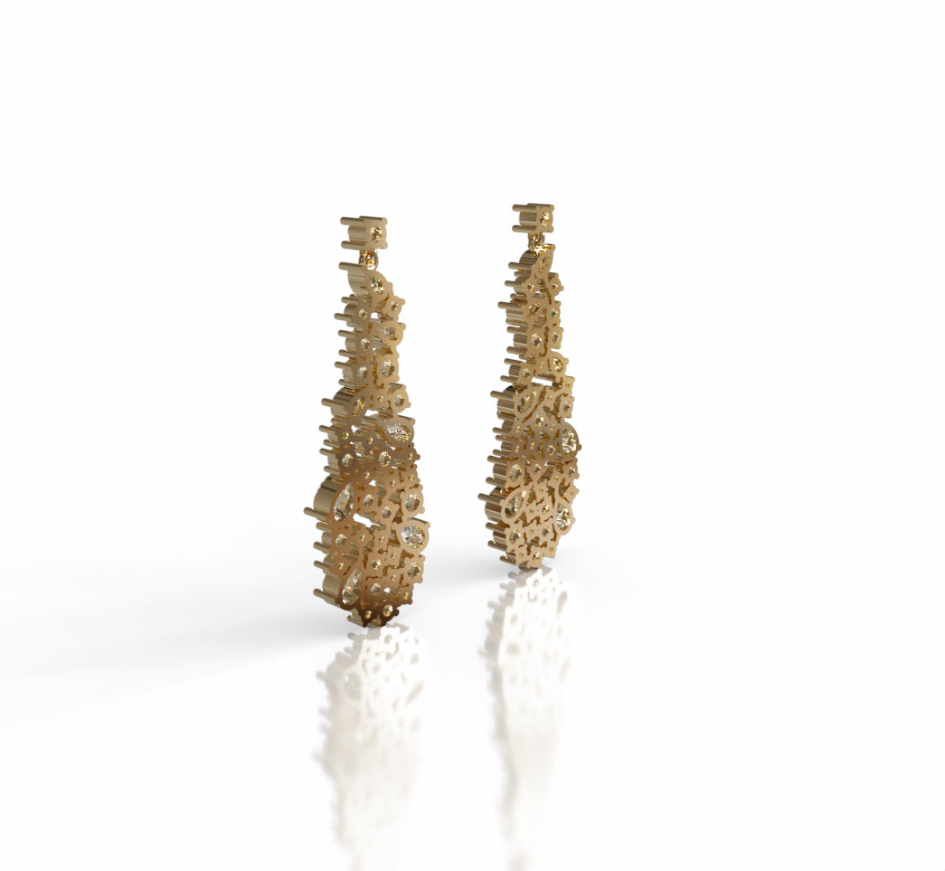 Pear Shapes Touch Diamond Dangle Earring image 3