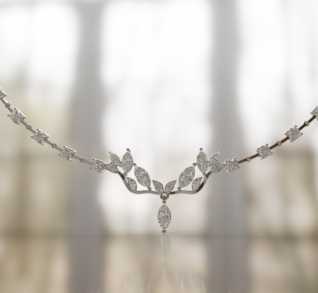 Fancy Cathedral Marquise Diamond  Necklace image 9