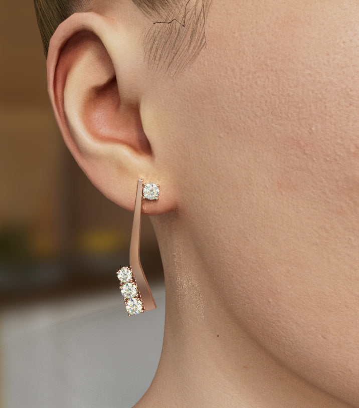 Curved Diamond Earring image 3