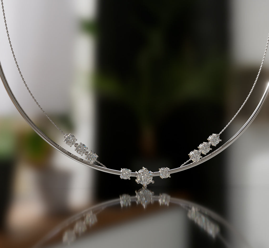 Double Row Chain Diamond  Necklace image 13