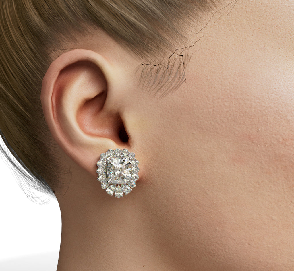 Radiant Center Diamond Stud Earring image 1