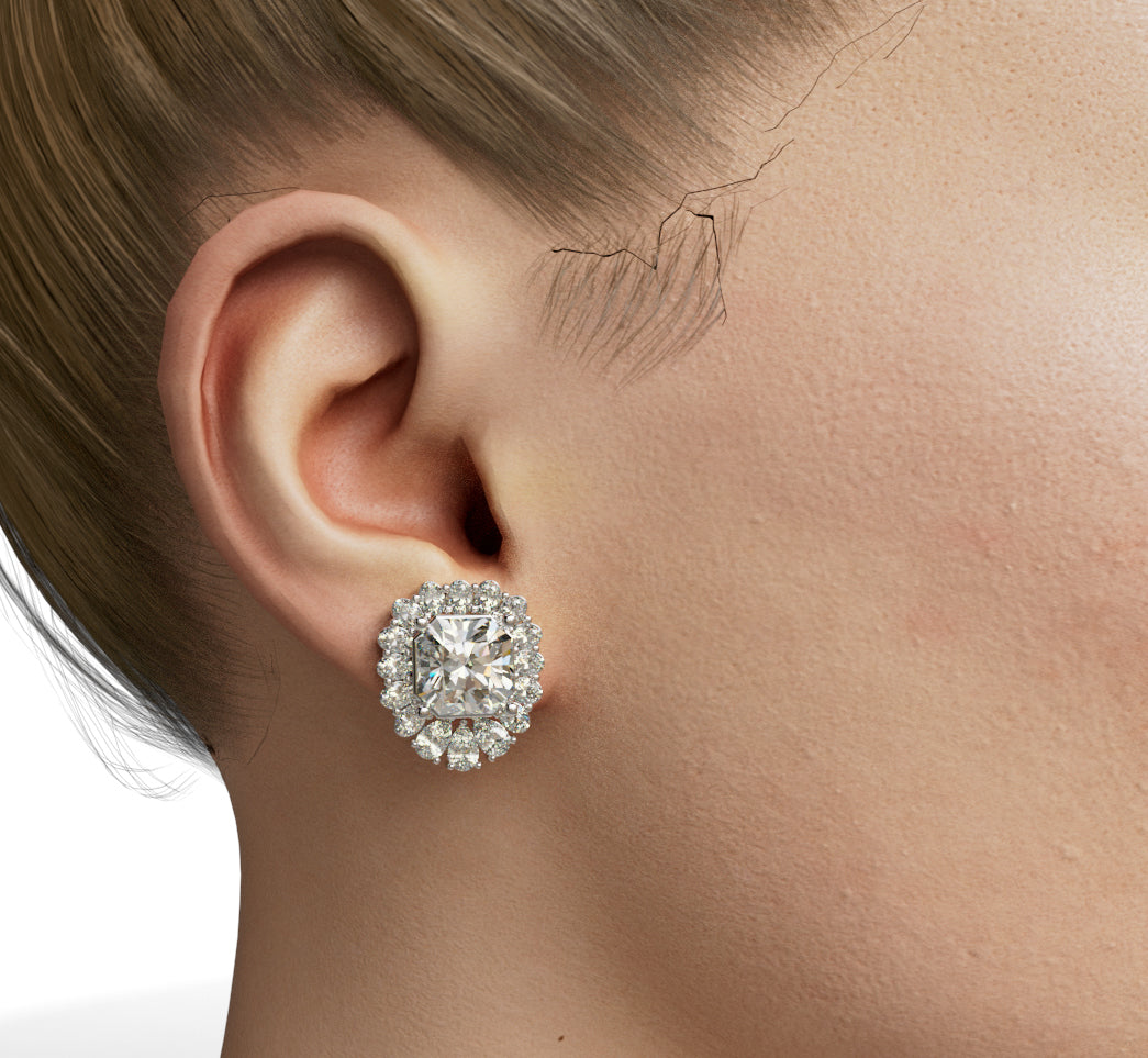 Radiant Center Diamond Stud Earring image 1