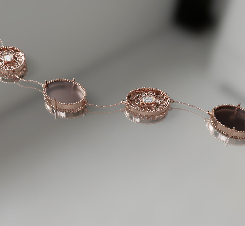 Mother of Pearl and Oval Diamond Chain Bracelet image 6