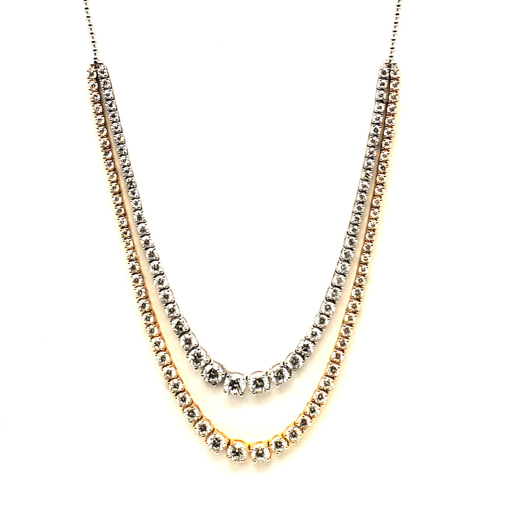Double Row Tennis Necklace with Pendant image 1