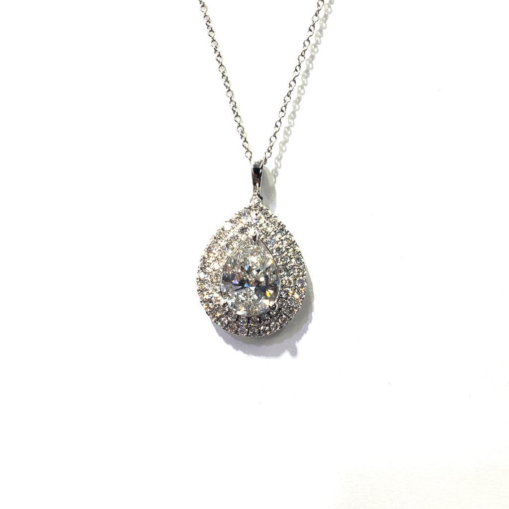 Double Halo Pear Shape Pendant image 2