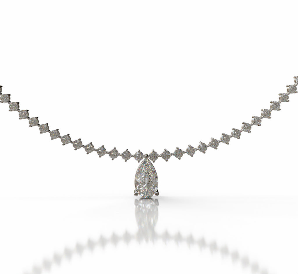 Tapered Link Pear Diamond  Necklace image 0