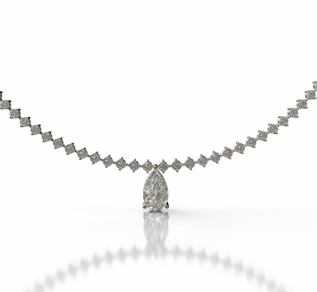Tapered Link Pear Diamond  Necklace image 0