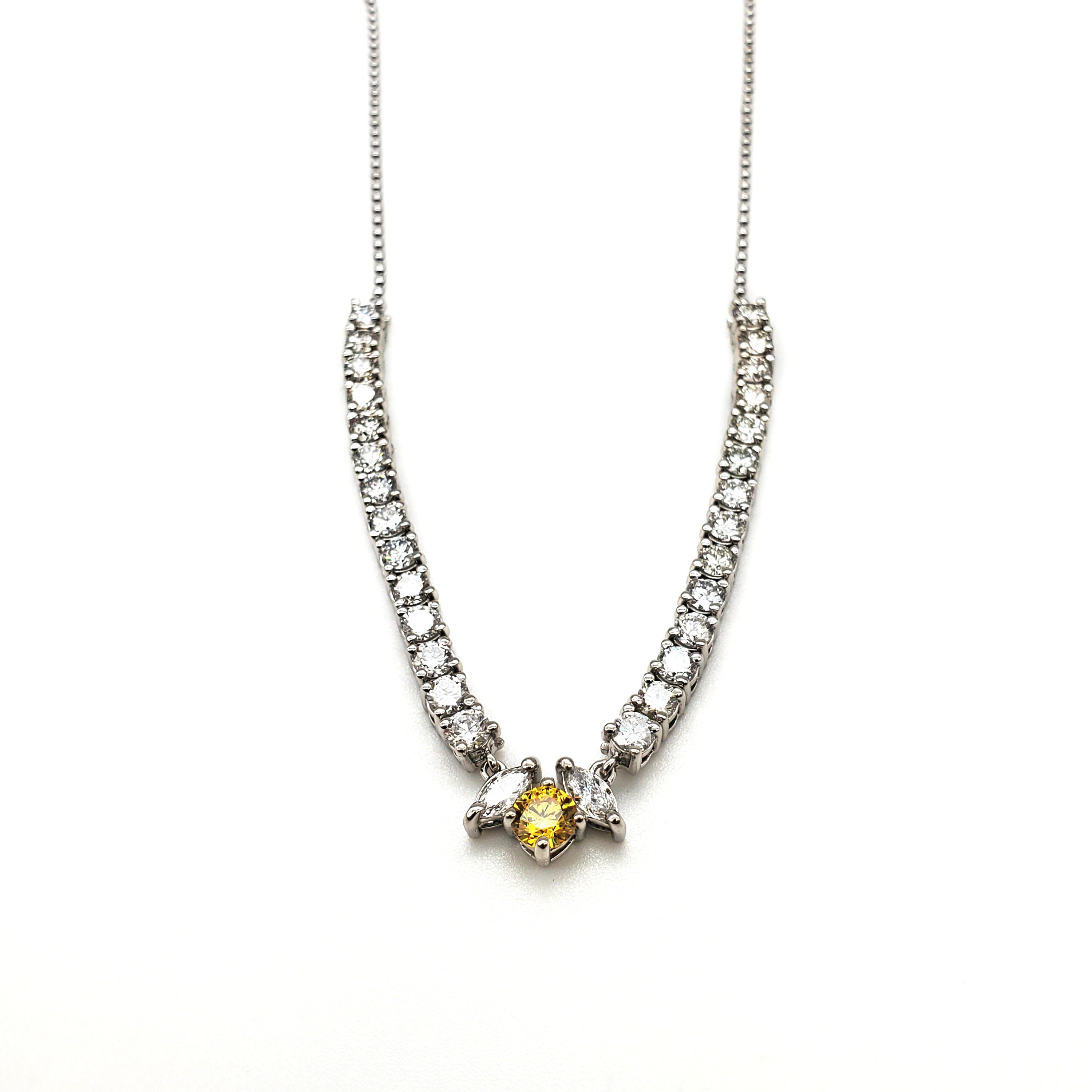 Marquise & Yellow Sapphire Tennis Necklace image 0