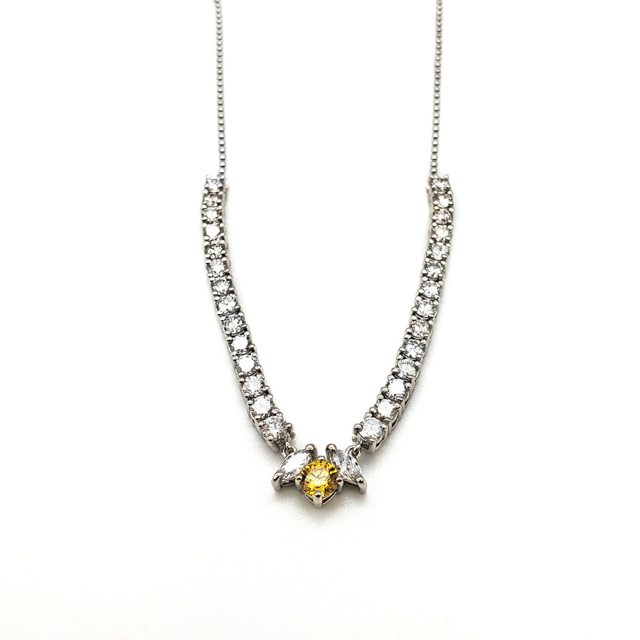 Marquise & Yellow Sapphire Tennis Necklace