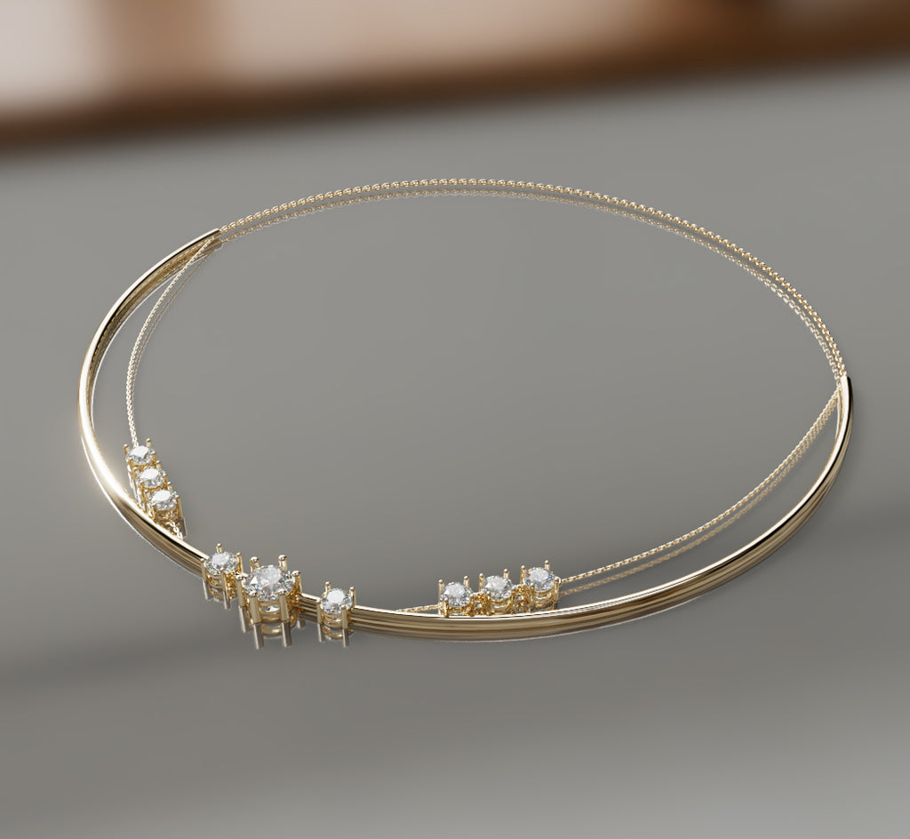 Double Row Chain Diamond  Necklace image 7