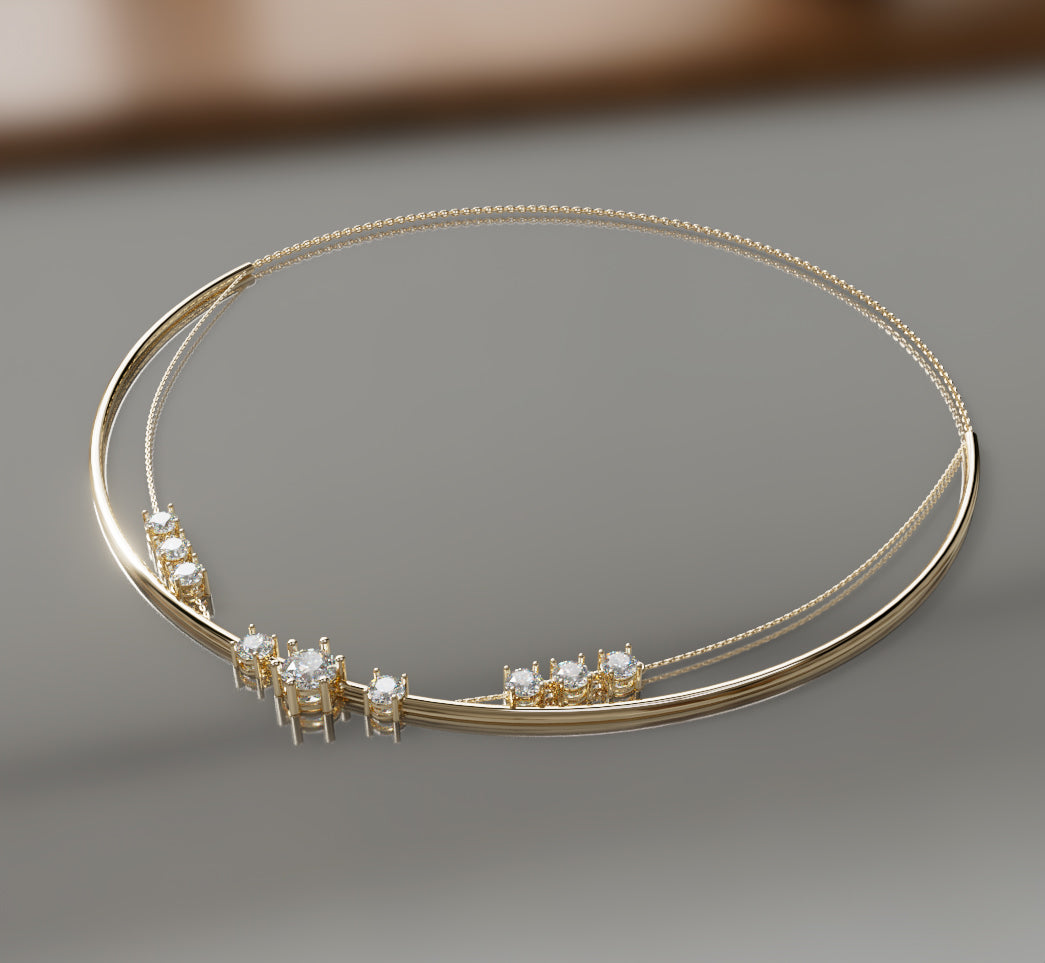 Double Row Chain Diamond  Necklace image 7