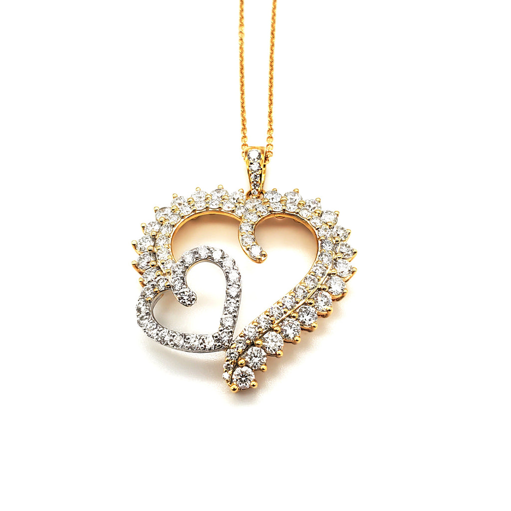 Two Tone Diamond Heart Pendant image 0