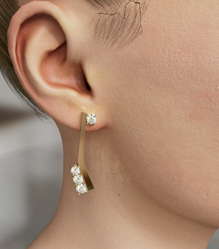 Curved Diamond Earring image 0