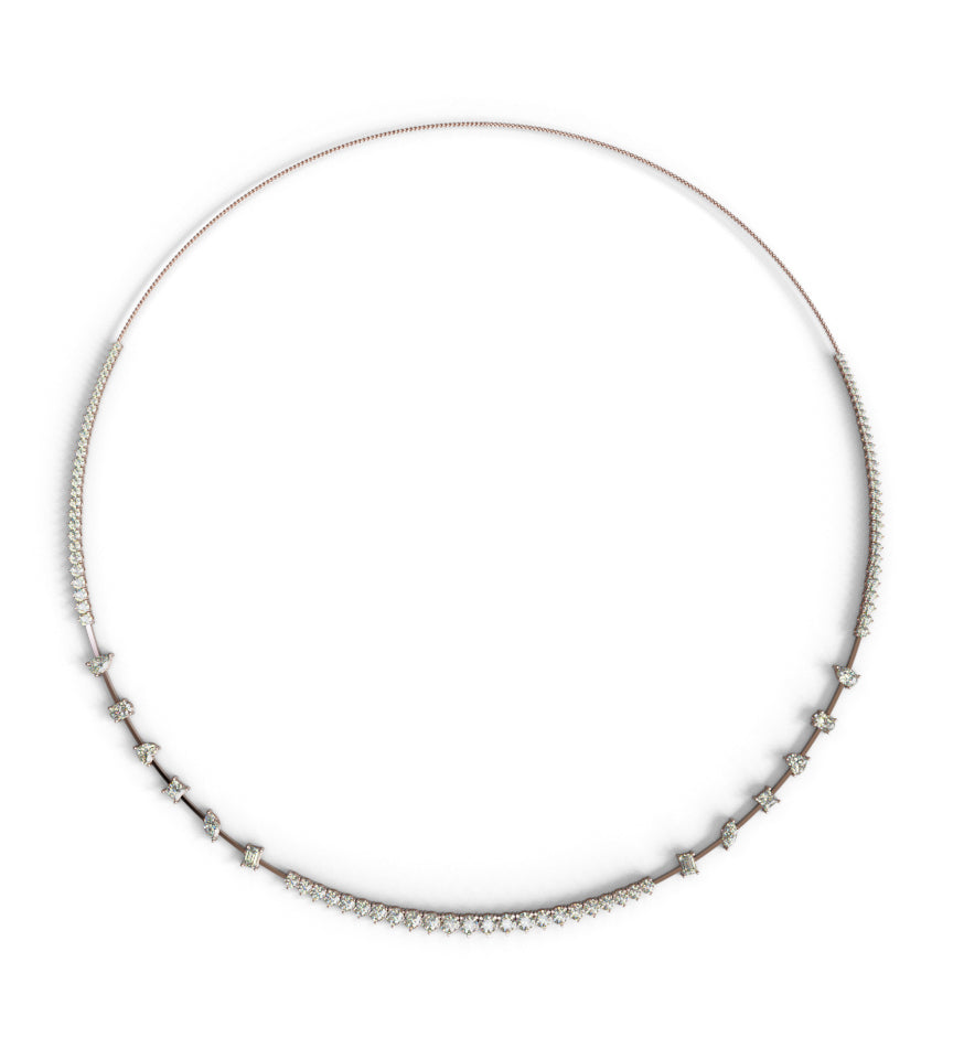Mirror Fancy Shapes Diamond Tennis Necklace image 2