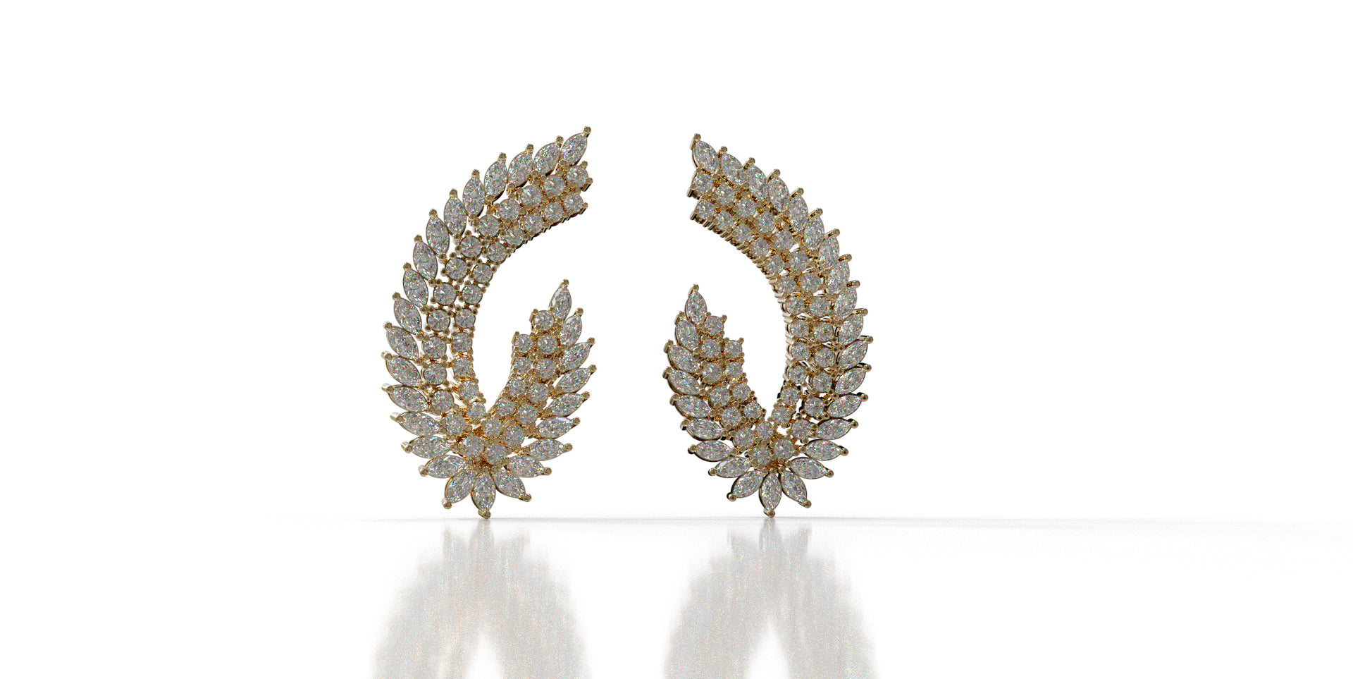 Peacock Tail Curved Diamond  Earring image 1