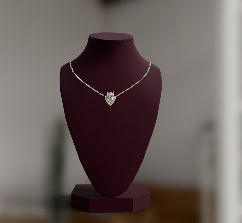 2.5ct Pear Half Halo Diamond Dangle Pendant image 6