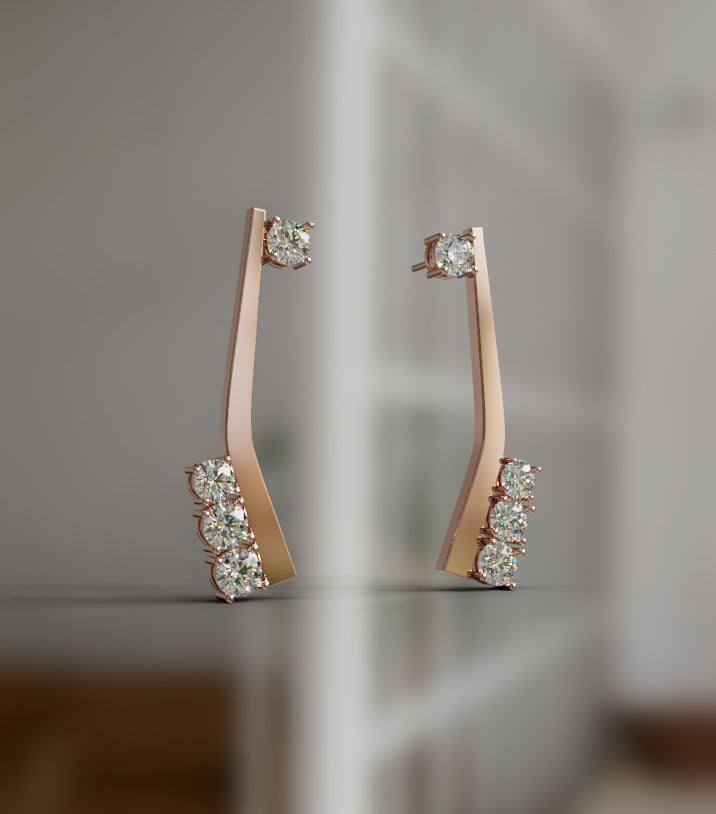 Curved Diamond Earring image 1