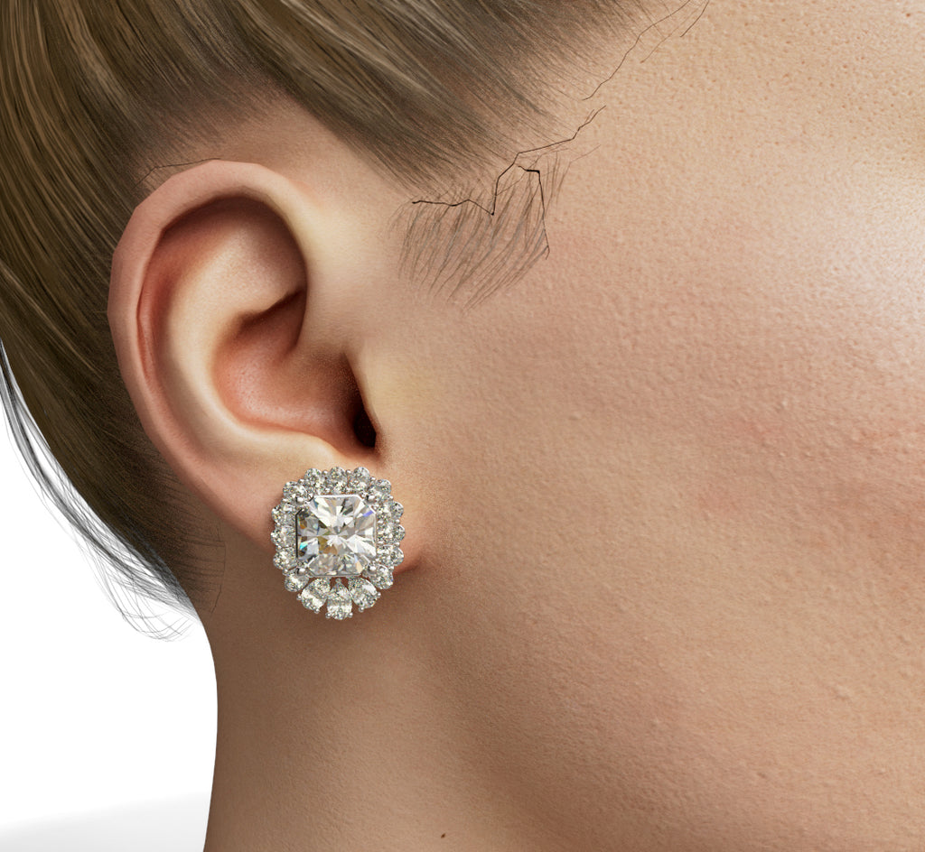 Radiant Center Diamond Stud Earring image 0