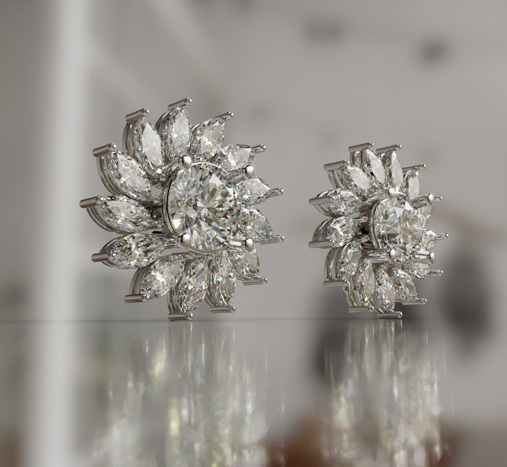 Sunflower Diamond Earring image 6