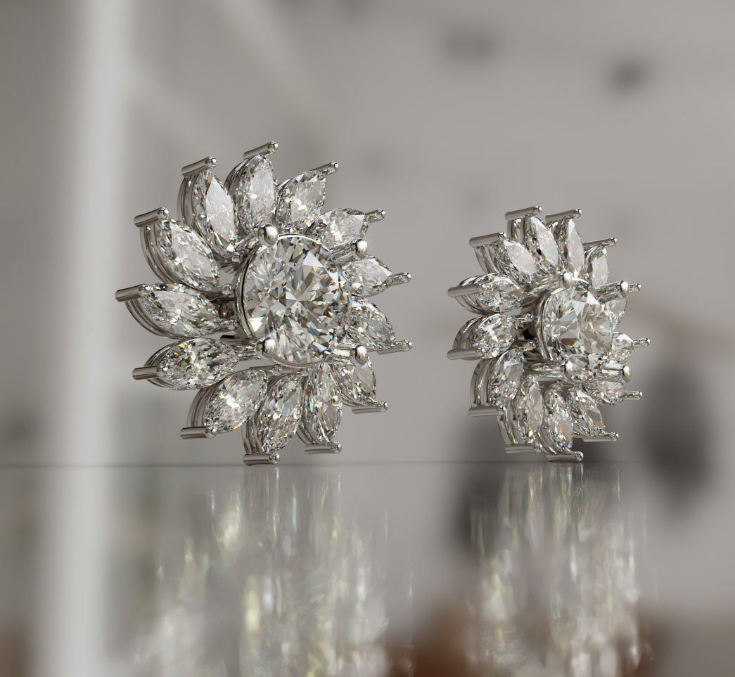 Sunflower Diamond Earring image 6
