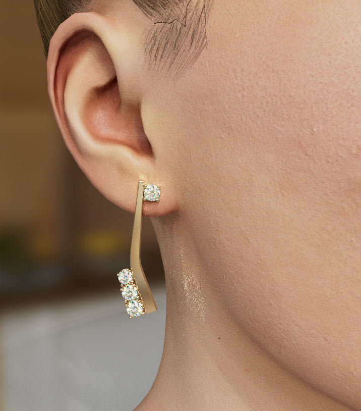 Curved Diamond Earring image 2