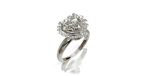 1.5ct Heart Shape Uneven Halo Crown Fancy Ring image 0