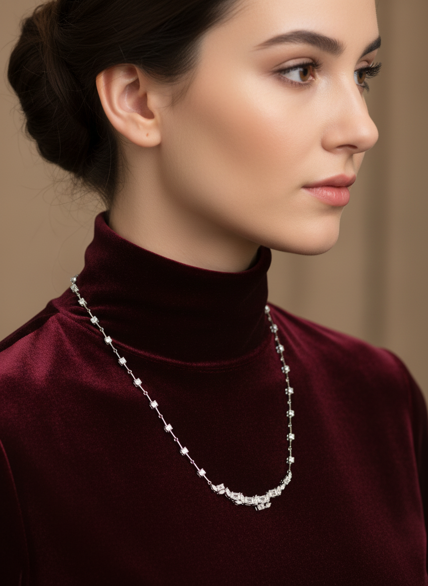 Crooked Smile Diamond Bar Link Necklace image 0