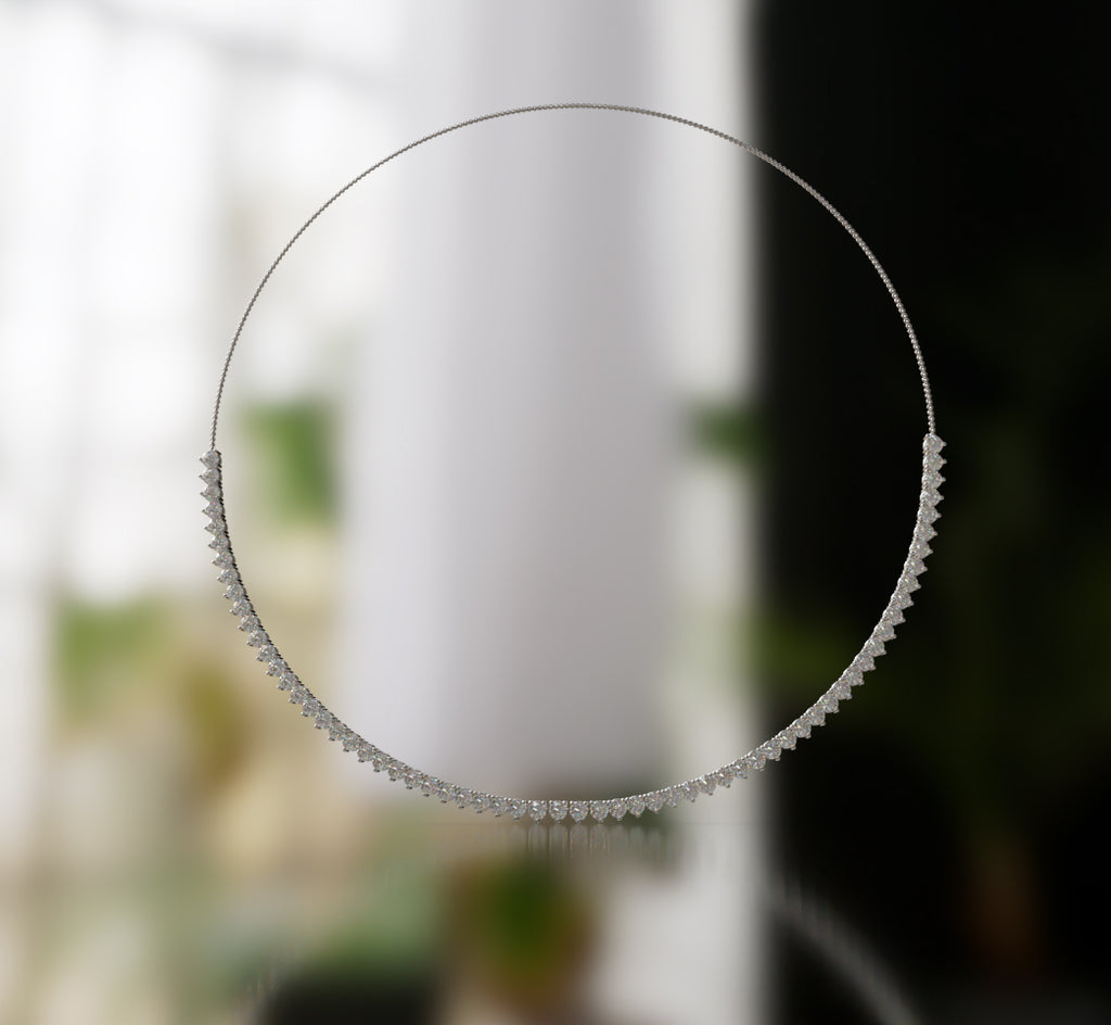 3 Prong Classic Diamond Tennis Necklace image 5