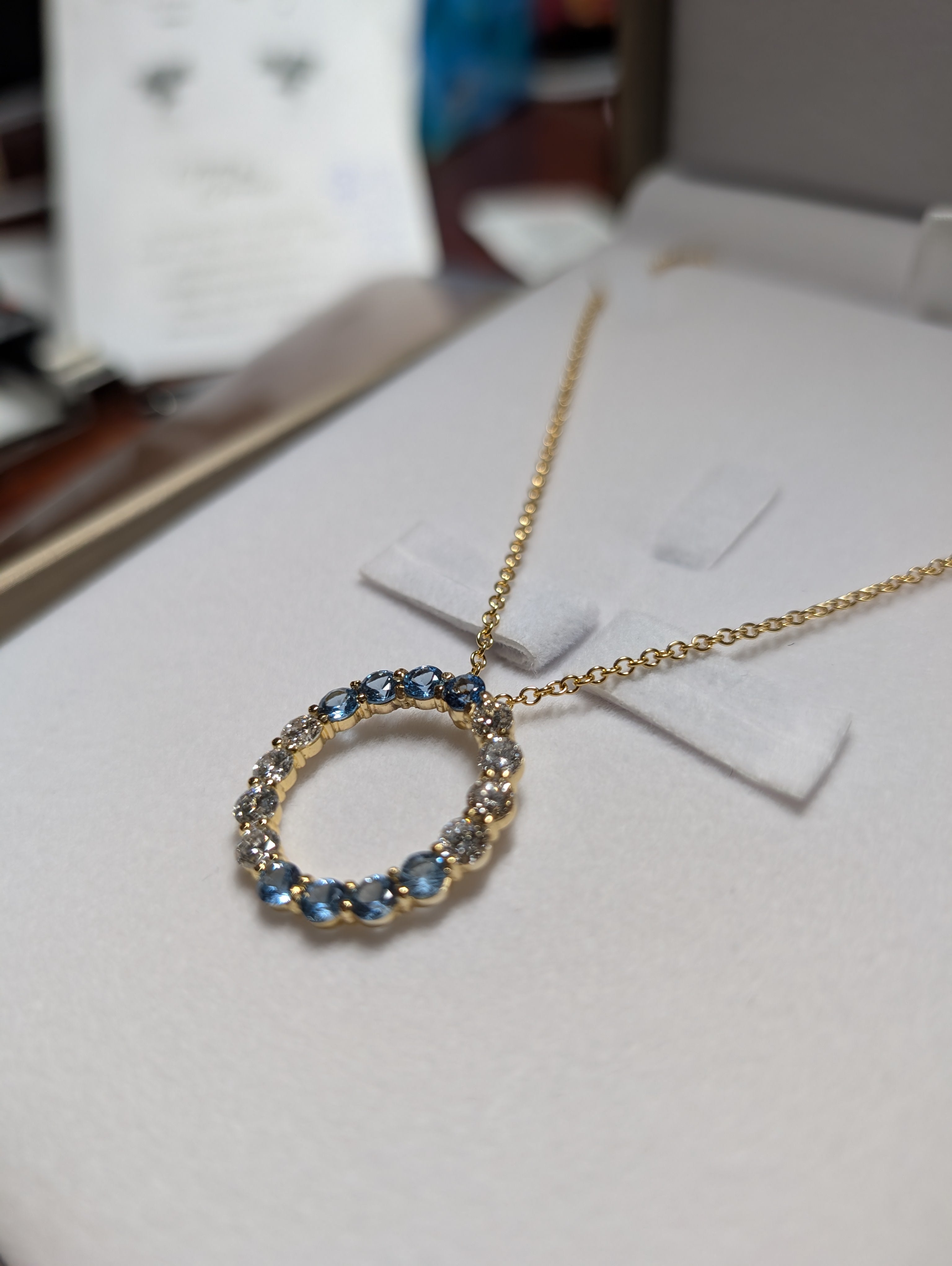 Genuine Blue Topaz and Diamond Pendant image 2