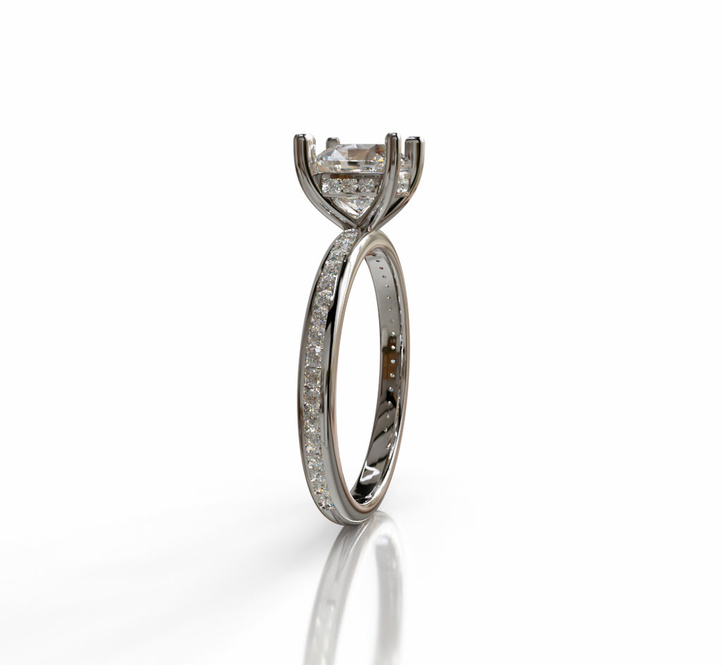 2ct Hidden Halo Cushion Center Channel Engagement Ring image 0