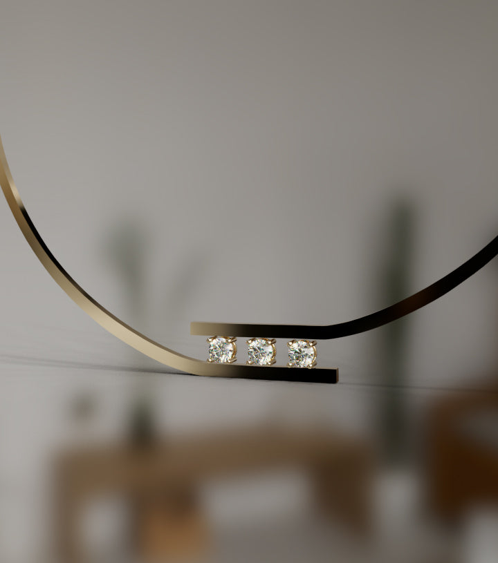Solid 3/4 Way Satin Gold Diamond Necklace image 7
