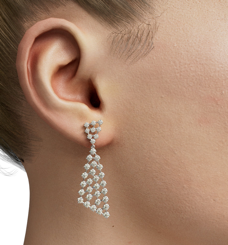 Triangle Shape Diamond Dangle Earring