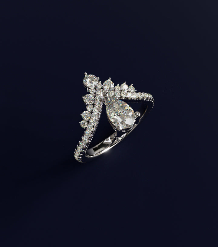 Pear Crown Fancy Diamond Ring image 11