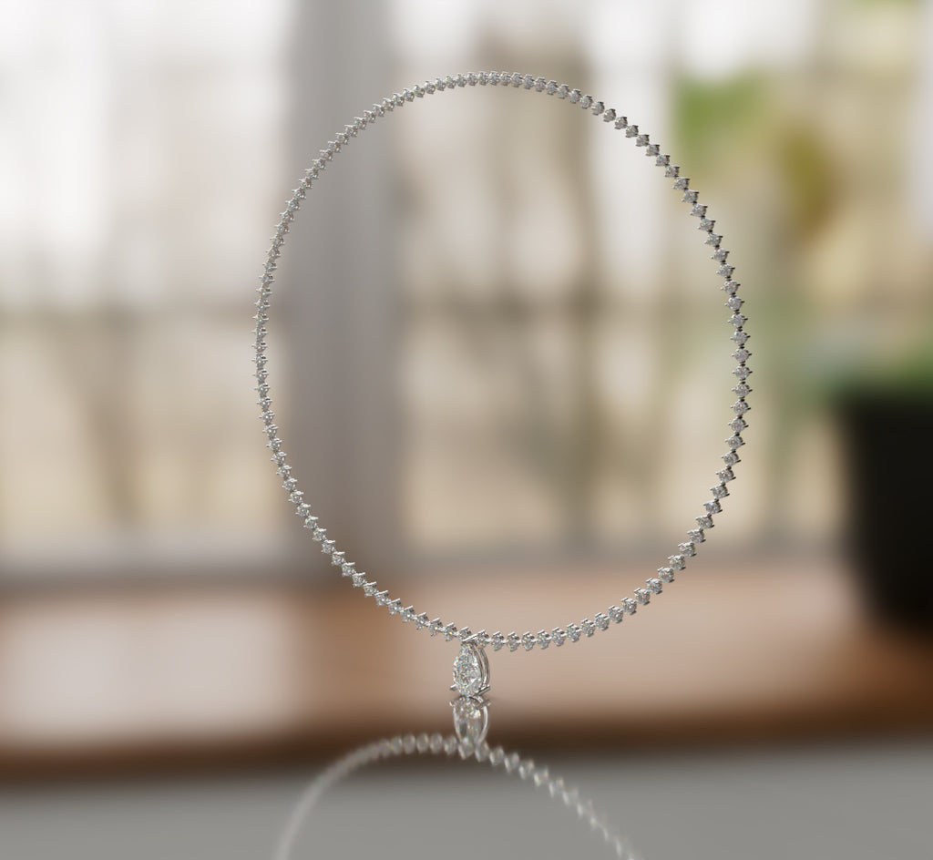 Tapered Link Pear Diamond  Necklace image 5