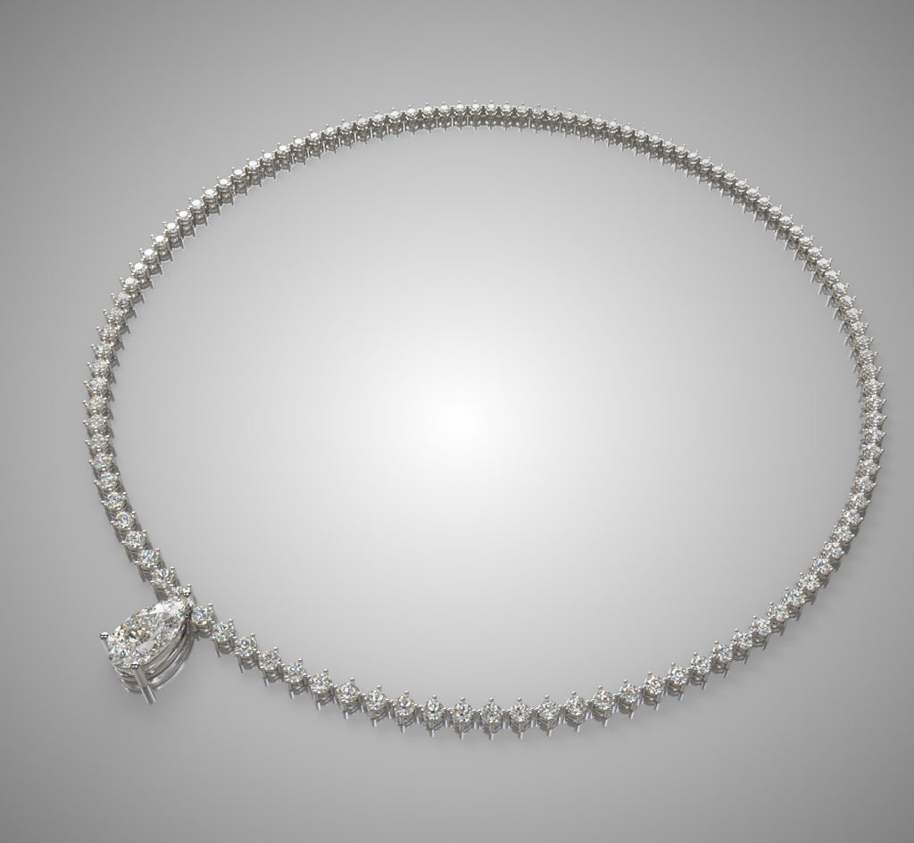Tapered Link Pear Diamond  Necklace image 9